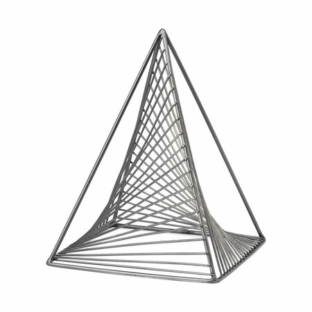 PALACEDESIGNS 11 x 8 x 8 in. Contemporary Gray Metal Triangular Decor Piece PA3093696